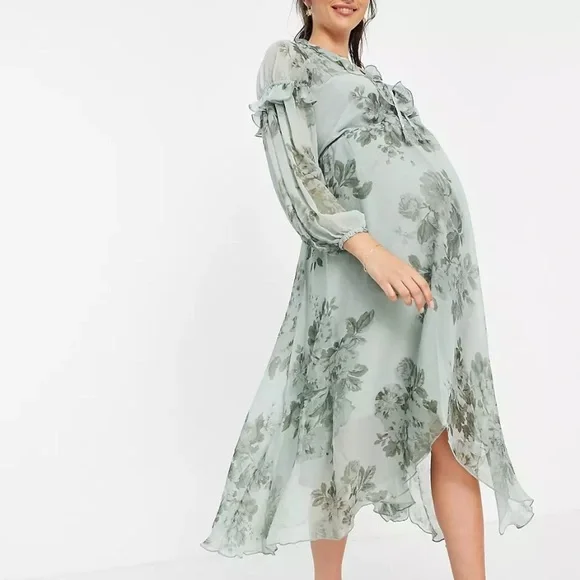 ASOS Maternity Dresses Nwot Asos Design Green Floral Maternity